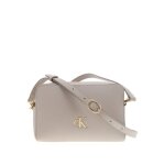 Sac bandouliere beige uni avec une fermeture zipp�e en dor�