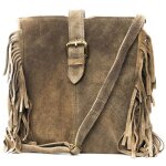 Sac bandoulire en cuir nubuck italien nubuck cheyenne taupe fonc
