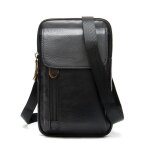 Sac à bandoulière en cuir pour téléphone portable pour hommes - noir Sac à bandoulière en cuir pour téléphone portable pour hommes - noir