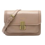 Sac bandoulire - david jones - petit sac epaule femme cuir pu rigide - rabat joli fermoir - beige