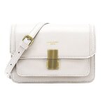 Sac bandoulire - david jones - petit sac epaule femme cuir pu rigide - rabat joli fermoir - blanc