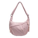 Sac bandouli�re demi - lune sac hobo en velours c�tel� avec fermeture �clair 35 x 22 x 7 cm rose �tiquette ...