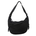 Sac bandouli�re demi - lune / sac hobo zipp� en nylon l�ger et r�sistant 34 x 22 x 9 cm noir �tiquette ...