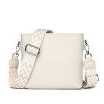Sac bandoulire ecelen pour femme - sac en cuir vritable  large bandoulire - blanc