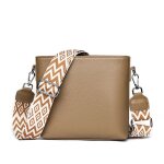 Sac bandoulire ecelen pour femme - sac en cuir vritable  large bandoulire - kaki