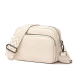 Sac bandoulire ecelen pour femme - petit sac carr en cuir de vachette - beige