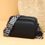 Sac  bandoulire ecelen pour femme - petit sac carr en cuir de vachette - noir