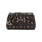 Sac bandouli�re marron et expresso avec monogrammes et logo m�tallique