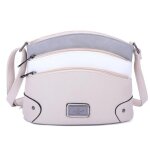Sac bandoulire multi - poches femme - similicuir grain - multicolore - beige gris