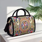 Sac boston - style ethnique - brod vintage - fourre - tout bohme - couleur mlange