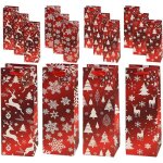 Sac bouteille vin de nol papier kraft avec poigne robustes12 sacs cadeau pour emballage vin avec motifs ...