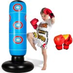 Sac de boxe enfant avec gants de boxe 160cm gonflable sac de frappe jouet dexercice garons et filles ...
