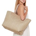 Sac cabas beige raphia femme calvin klein jeans ck raffia