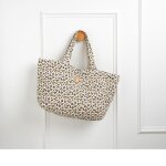 Sac cabas en gaze de coton matelass� imprim� l�opard - leopard
