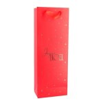 Sac cadeau bouteille joyeux nol 14x39x8cm rouge