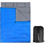 Sac de couchage double costway - bleu - 190 + 30x150cm - 2 oreillers - poids 345kg