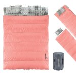 Sac de couchage rectangulaire double - skandika iceland - 2 pers 3 saisons coussins s�parable - saumon ...