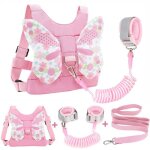 Sac � dos anti - perte pour enfant avec laisse et bracelet anti - perte - motif papillon rose (convient ...
