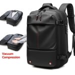 Sac � dos extensible 60l - compression sous vide - protection anti - vol - noir - pompe de gonflage