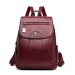 Sac  dos femme cuir tanche mode grande capacit sacs ports dos fille femmes voyage sac a dos marronbordeaux ...