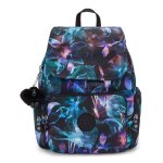 Sac  dos - kipling - city zip backpack s - noir violet - lger - compartiments pratiques