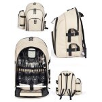 Sac � dos pique - nique - isotherme - beige - 4 personnes - 29 accessoires inclus - polyester 600d