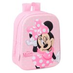 Sac � dos pr�scolaire minnie mouse 3d - safta - rose - coque souple - 32x43x14 cm - 17l - 2 compartiments ...