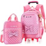 Sac dos roulettes pour filles - cartable roulettes avec sac main avec nud papillon pour enfants couleurs ...