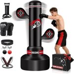 Sac de frappe adulte 180cm sac de boxe autoportant avec gants de boxe pompe corde � sauter et balle de ...