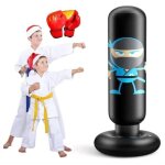 Sac de frappe enfant 160cm - punching ball enfants + gants de boxe gonflables - 3  12 ans - jeu exterieur ...
