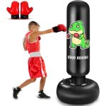 Sac de frappe enfant 165cm punching ball enfants sac de boxe gonflable avec gants de boxe cadeau pour ...