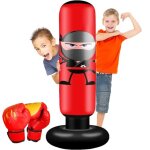 Sac de frappe enfant - punching ball - gants gonflables - rouge - polyurthane - mixte