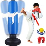 Sac de frappe gonflable pour enfants 160 cm sac de frappe sur pied avec pompe  air et gants de boxe ...