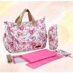 Sac � langer b�b� - imprime fleurs rouge rose - bandouli�re - 41 * 29 * 14 cm - 210d nylon rouge rose ...