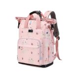 Sac À langer À dos grande capacité imperméable multifonction imprimé - rose Sac À langer À dos grande capacité imperméable multifonction imprimé - rose