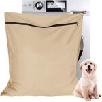 Sac lavage animaux 70x80cm filet polyester avec fermeture protection machine � laver blanc