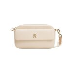 Sac � main beige uni effet grain avec fermeture zipp�e dor�e