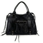 Sac � main en cuir bross� sandstorm e. l. sirocco noir m�tallis�