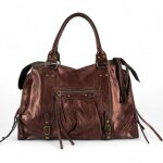 Sac � main en cuir iris� italien sandstorm chocolat iris�