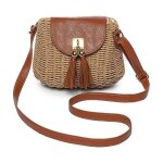 Sac � main - einnenffer - paille - kaki et blanc cass� - 26x26 cm - pour femme