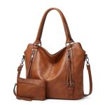 Sac � main femmes sac bandouli�re femme en cuir pu fourre - tout 2pcs marron zc285