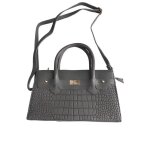 Sac � main - femme - fabriqu� en france - cuir - gris - motif - crocodile - bandouli�re amovible - 29 ...