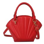 Sac � main - femme - coquillage - cuir - rouge - bandouli�re amovible - 25 x 17 x 11 cm