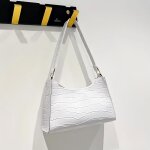 Sac � main - femme - rectangle - cuir - blanc - motif crocodile - bandouli�re non amovible - 25 x 17 ...