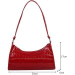 Sac � main - femme - cuir - rouge - bordeaux - motif - crocodile - bandouli�re - non amovible - 25 x ...