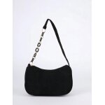 Sac � main - femme - velours - c�tel� - noir - 24 x 15 x 7 cm - bandouli�re non amovible