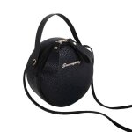 Sac � main - femme - cuir - noir - forme - rond - bandouli�re amovible - 17 cm de diam�tre
