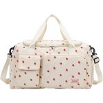 Sac � main femme en velours c�tel� couleur fraise avec compartiment � chaussures et compartiment humide ...