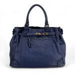 Sac � main haut de gamme cuir italien miss jeanne bleu profond