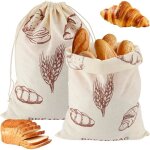 Sac � pain en lin - dok - 2 pi�ces - 40x30 cm - cordon de serrage - r�utilisable - respirant - �cologique ...